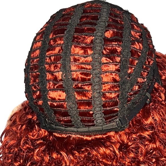 Burgundy Afro Kinky Curly Synthetic Wig W/bang - Picture 6 of 6